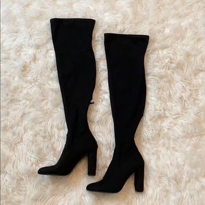Steve Madden Emotions Black Suede Thigh-High Boots